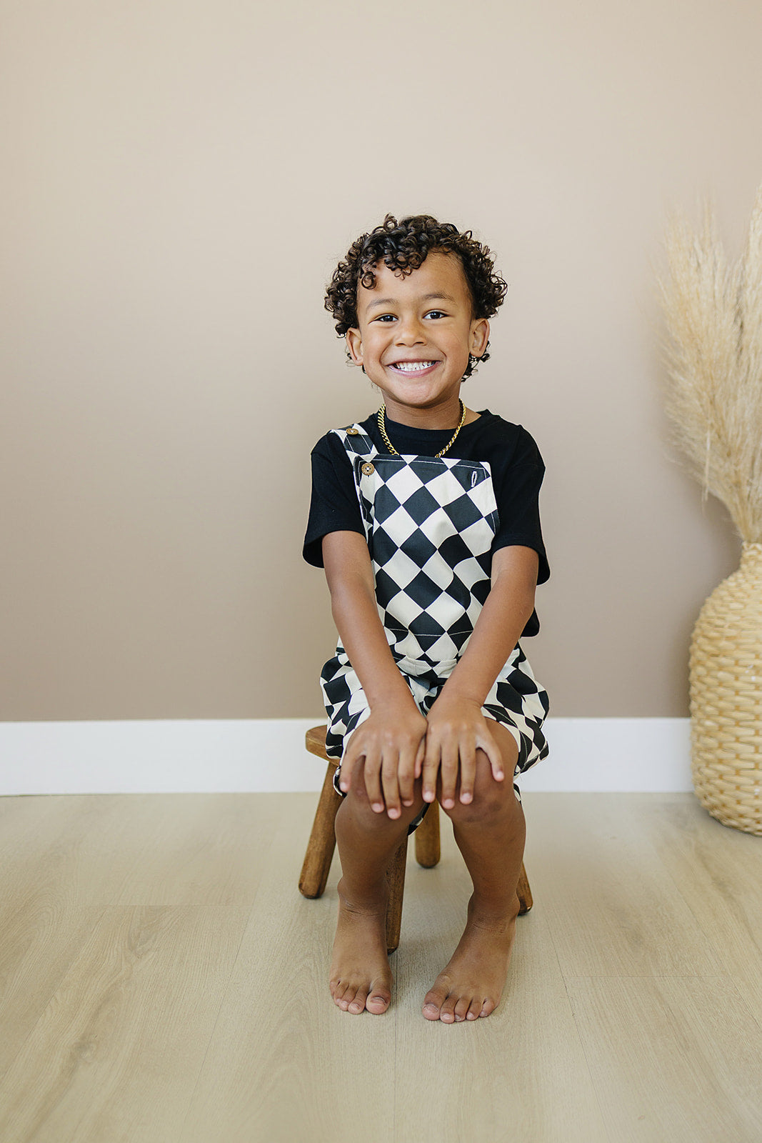 Checkered Overall Shorts