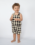 Checkered Overall Shorts - Olive + Scout