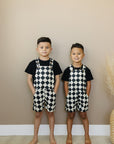 Checkered Overall Shorts - Olive + Scout