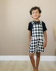 Checkered Overall Shorts - Olive + Scout