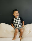 Checkered Overall Shorts - Olive + Scout