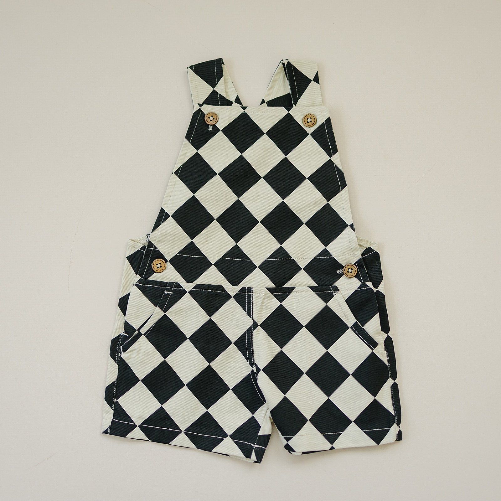 Checkered Overall Shorts - Olive + Scout