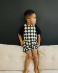Checkered Overall Shorts - Olive + Scout