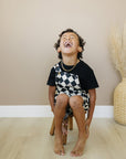 Checkered Overall Shorts - Olive + Scout