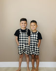 Checkered Overall Shorts - Olive + Scout