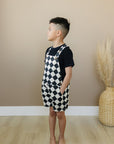 Checkered Overall Shorts - Olive + Scout