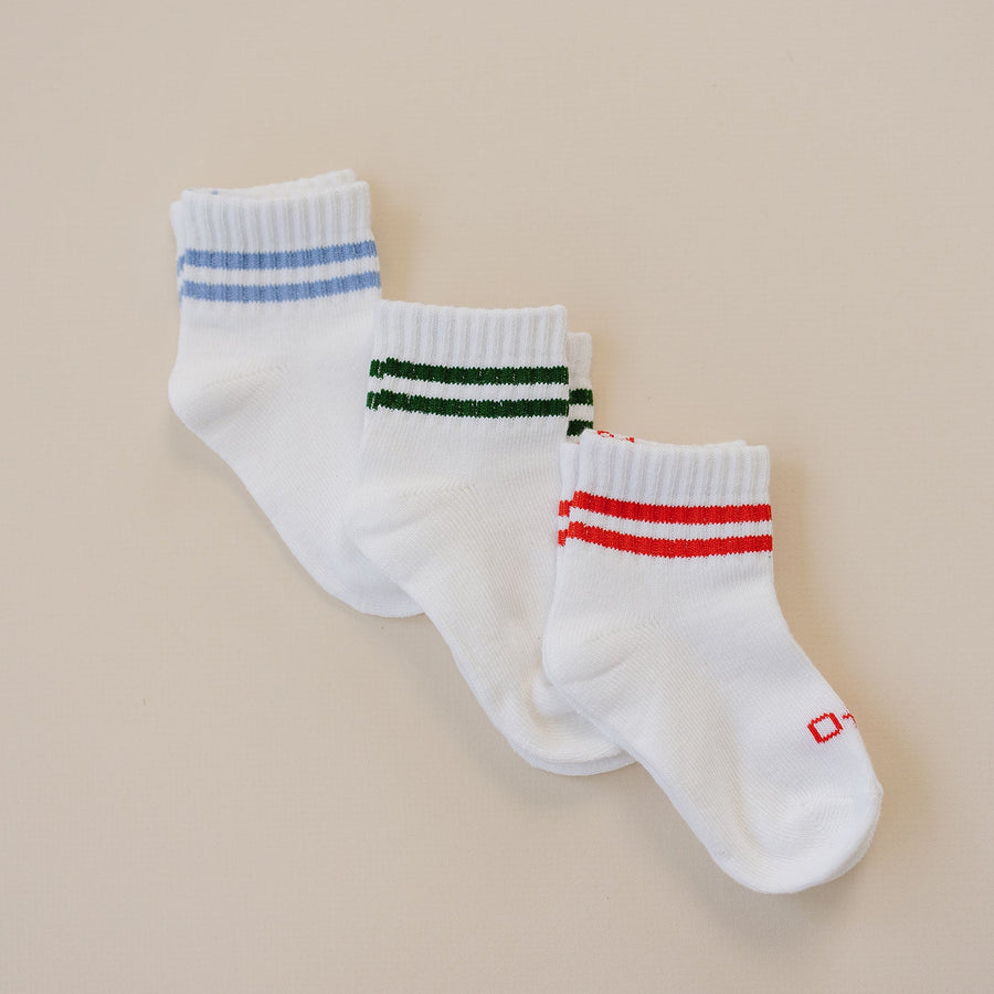 Crew Socks Striped 3 Pack - Olive + Scout